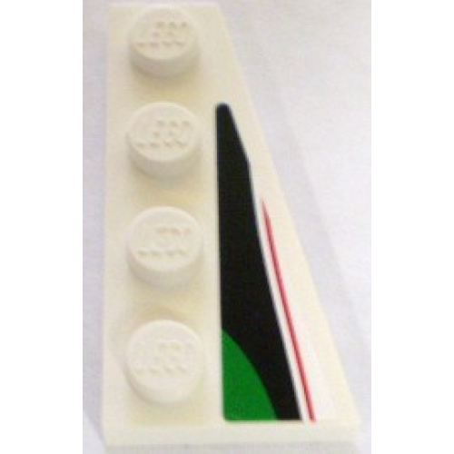 Деталь LEGO 41769pb01 Wedge, Plate 4 x 2 Right with Red, Black and Small Green Pattern (Sticker) - Set 8898