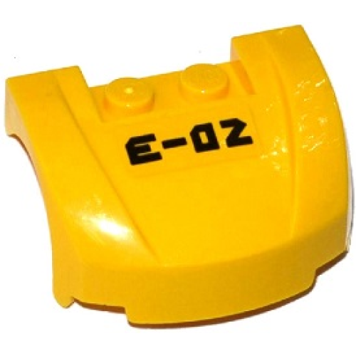 Деталь LEGO 98835pb016 Vehicle, Mudguard 3 x 4 x 1 2/3 Curved Front with 'E-02' Pattern (Sticker) - Set 60093