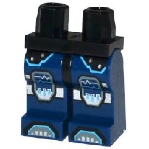 Деталь LEGO 970c63pb06 Hips and Dark Blue Legs with Boots and Silver Knee Pads with Graphs Pattern