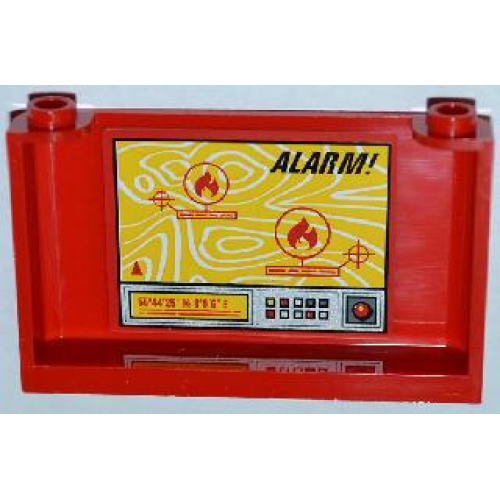 Деталь LEGO 64453pb008 Windscreen 1 x 6 x 3 with Topographical Map, 'ALARM!' and Buttons Pattern on Inside (Sticker) - Set 4430