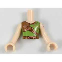 Torso Mini Doll Boy Lime Shirt with Copper Leaf on Armor Pattern, Light Nougat Arms with Hands with Dark Orange Elves Tattoo Left