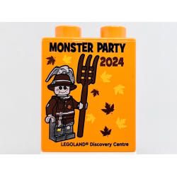 Duplo, Brick 1 x 2 x 2 with MONSTER PARTY 2024 LEGOLAND Discovery Centre Pattern Duplo, Brick 1 x 2 x 2 with MONSTER PARTY 2024 LEGOLAND Discovery Centre Pattern