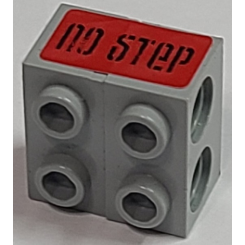Деталь LEGO BA173pb01 Stickered Assembly 2 x 2 x 1 with Black 'nO STeP' on Red Background Pattern (Sticker) - Set 8141 - 2 Technic, Brick 1 x 2 with Holes