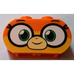 Brick, Modified 1 x 3 with Round Ends with Large Eyes and Smile Pattern (Dr. Fox)