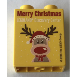 Duplo, Brick 1 x 2 x 2 with LEGOLAND Discovery Center Merry Christmas 2016 Pattern