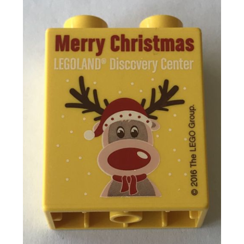 Деталь LEGO 4066pb751 Duplo, Brick 1 x 2 x 2 with LEGOLAND Discovery Center Merry Christmas 2016 Pattern