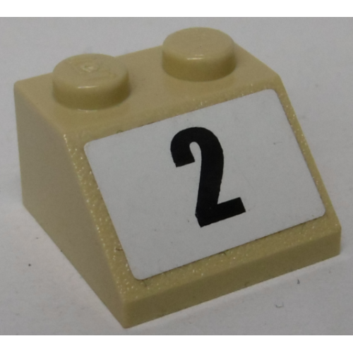 Деталь LEGO 3039pb128 Slope 45 2 x 2 with Black Number 2 on White Background Pattern (Sticker) - Set 8864