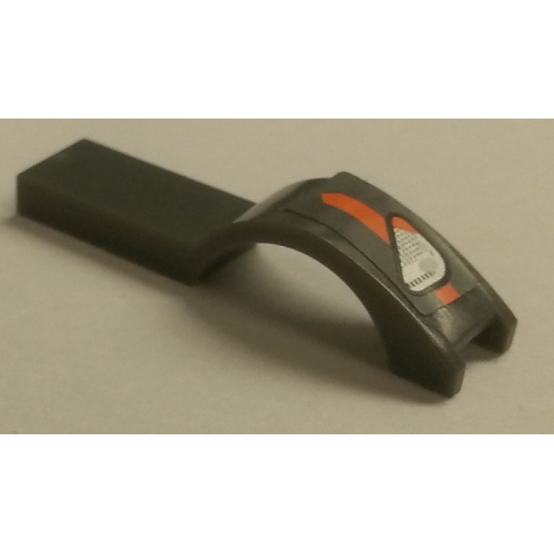 Деталь LEGO 50947pb031L Vehicle, Mudguard 1 x 4 1/2 with Headlight and Orange Stripe Pattern Model Left Side (Sticker) - Set 8154