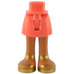 Mini Doll Hips and Skirt with Molded Medium Nougat Legs and Printed Gold Sandals Pattern - Thin Hinge