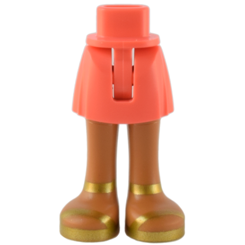 Деталь LEGO 35216ac00pb009 Mini Doll Hips and Skirt with Molded Medium Nougat Legs and Printed Gold Sandals Pattern - Thin Hinge