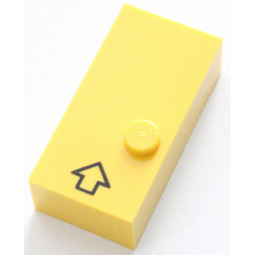 Деталь LEGO 65557pb01 Brick, Braille 2 x 4 with 1 Stud with Black Arrow / Capital Prefix Pattern (dots-6 ⠠) (English)
