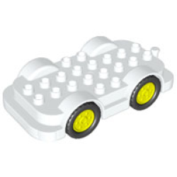 Duplo Car Base 4 x 8 with Neon Yellow Wheels with Black Tires Duplo Car Base 4 x 8 with Neon Yellow Wheels with Black Tires