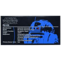 Tile 8 x 16 with Bottom Tubes, Textured Surface with Star Wars R2-D2 Pattern (Sticker) - Set 10225