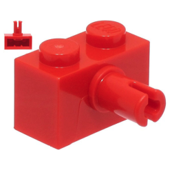 Brick, Modified 1 x 2 with Pin and Bottom Stud Holder - Red Brick, Modified 1 x 2 with Pin and Bottom Stud Holder - Red
