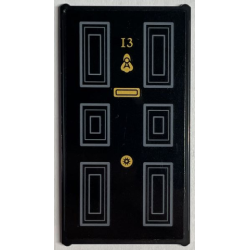 Glass for Window 1 x 4 x 6 with Gold Number 13, Knocker, Letterbox and Dark Bluish Gray Panels Pattern (Sticker) - Set 76408