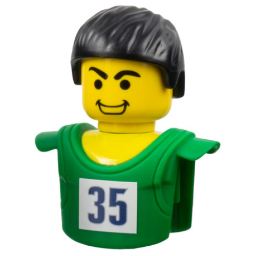 Деталь LEGO 48874c01pb02 Sports Promo Figure Torso and Head Assembly McDonald's Set 8 (7918) with Dark Blue '35' on White Background Pattern (Sticker) - Set 7918