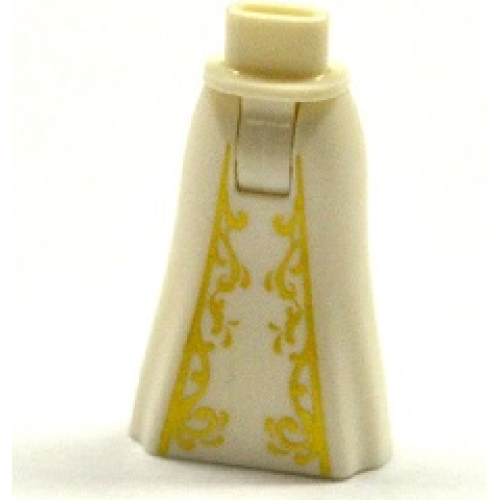 Деталь LEGO 15875c00pb009 Mini Doll Hips and Skirt Full Length with Gold Filigree Pattern - Thick Hinge