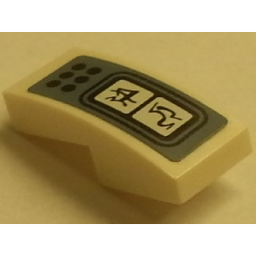 Деталь LEGO 11477pb055 Slope, Curved 2 x 1 x 2/3 with Buttons and Controls with Alien Characters on Sand Blue Background Pattern (Sticker) - Set 70133