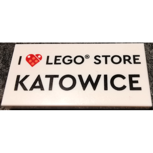 Деталь LEGO 87079pb1438 Tile 2 x 4 with 'I Heart LEGO STORE KATOWICE' Pattern