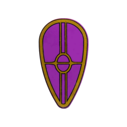 Minifigure, Shield Oval with Gold Border, Circle, and Lines Pattern Minifigure, Shield Oval with Gold Border, Circle, and Lines Pattern