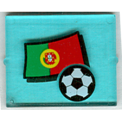 Glass for Window 1 x 4 x 3 with Flag of Portugal and Soccer Ball Pattern (Sticker) - Set 3407