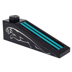 Slope 18 4 x 1 with Two Medium Azure Stripes and Leaping Jaguar on Black Background Pattern on Both Sides (Stickers) - Set 76898
