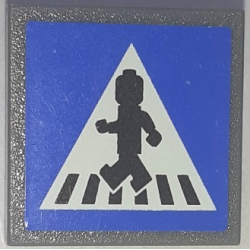 Road Sign 2 x 2 Square with Clip with Crosswalk with Minifigure Pattern (Sticker) - Set 8401
