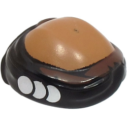 Minifigure, Headgear Bandana Tied with Dark Brown Markings, 3 Silver Circles, and Medium Nougat Bald Head Pattern Minifigure, Headgear Bandana Tied with Dark Brown Markings, 3 Silver Circles, and Medium Nougat Bald Head Pattern