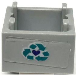 Container, Box 2 x 2 x 1 - Top Opening with Flat Inner Bottom with Dark Turquoise Recycling Arrows and Dark Blue Heart Pattern (Sticker) - Set 41684 Container, Box 2 x 2 x 1 - Top Opening with Flat Inner Bottom with Dark Turquoise Recycling Arrows and Dark Blue Heart Pattern (Sticker) - Set 41684