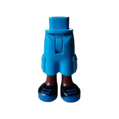 Деталь LEGO 35216bc00pb008 Mini Doll Hips and Trousers Cropped Large Pockets with Molded Reddish Brown Legs and Printed Black Shoes with Blue Laces and Soles Pattern - Thin Hinge
