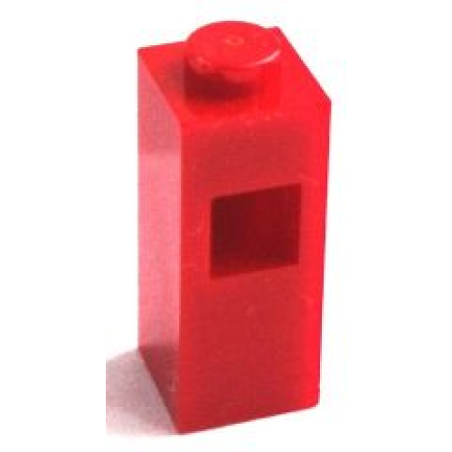 Деталь LEGO 15444 Brick, Modified 1 x 1 x 2 with Square Hole - Red