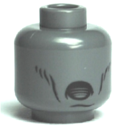 Minifigure, Head Alien Dementor with Black Cheek Lines and Chin Dimple, Faded Oval Open Mouth Pattern