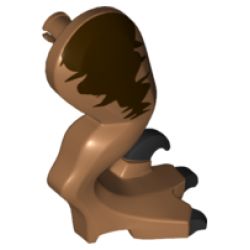 Dinosaur Leg Large (Rear) Raptor Right with Pin with Black Claws and Dark Brown Markings Pattern