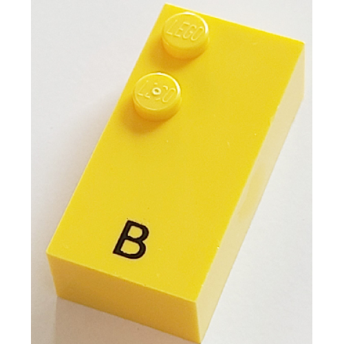 Деталь LEGO 60190pb02 Brick, Braille 2 x 4 with 2 Studs with Black Capital Letter B Pattern (dots-12 ⠃) (French with Antoine Numbers)