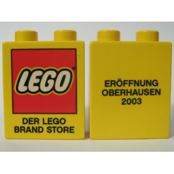 Duplo, Brick 1 x 2 x 2 with Eröffnung Oberhausen 2003 LEGO Store Opening Pattern