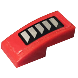 Slope, Curved 2 x 1 x 2/3 with 5 Silver Vent Grilles in Black Rectangle on Red Background Pattern Model Left Side (Sticker) - Set 60144 Slope, Curved 2 x 1 x 2/3 with 5 Silver Vent Grilles in Black Rectangle on Red Background Pattern Model Left Side (Sticker) - Set 60144