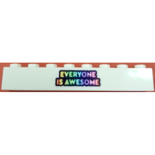 Деталь LEGO 3008pb184 Brick 1 x 8 with Rainbow 'EVERYONE IS AWESOME' Pattern