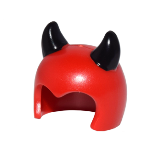 Деталь LEGO 25978pb01 Minifigure, Headgear Cap, Imp with Black Horns Pattern