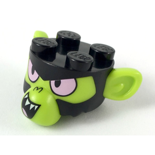 Деталь LEGO 38458pb01 Minifigure, Head, Modified Mojo Jojo with Lime Ears and Face, Pink Eyes Pattern
