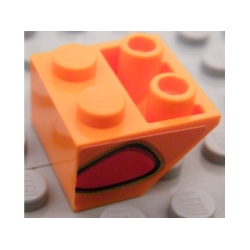 Slope, Inverted 45 2 x 2 with Flat Bottom Pin with Red Flame Bubble Pattern Model Right Side (Sticker) - Set 8484