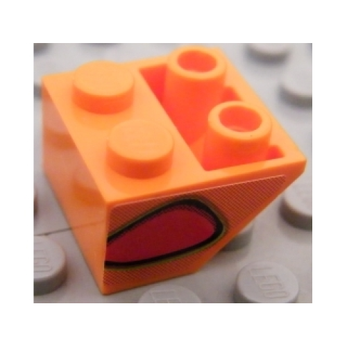 Деталь LEGO 3660pb011R Slope, Inverted 45 2 x 2 with Flat Bottom Pin with Red Flame Bubble Pattern Model Right Side (Sticker) - Set 8484