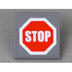 Road Sign 2 x 2 Square with Clip with Red Stop Sign Pattern (Sticker) - Set 7781