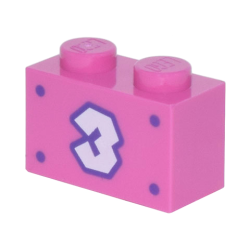 Brick 1 x 2 with White Number 3 with Dark Purple Outline and 4 Dots Pattern Brick 1 x 2 with White Number 3 with Dark Purple Outline and 4 Dots Pattern