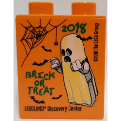 Duplo, Brick 1 x 2 x 2 with 2018 Brick or Treat LEGOLAND Discovery Center Pattern Duplo, Brick 1 x 2 x 2 with 2018 Brick or Treat LEGOLAND Discovery Center Pattern