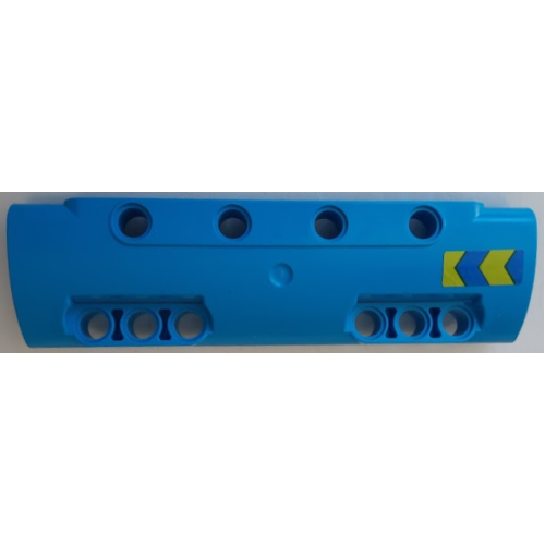 Деталь LEGO 11954pb015L Technic, Panel Curved 11 x 3 with 10 Pin Holes through Panel Surface with Blue and Lime Chevrons Pattern Model Left Side (Sticker) - Set 42091