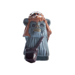 Minifigure, Head, Modified SW Ewok with Medium Nougat Skull Hat and Dark Brown Pouch Pattern