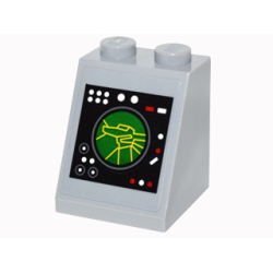 Slope 65 2 x 2 x 2 with Bottom Tube with White and Red Buttons and Green and Yellow Round Display Pattern (Sticker) - Set 76052 Slope 65 2 x 2 x 2 with Bottom Tube with White and Red Buttons and Green and Yellow Round Display Pattern (Sticker) - Set 76052