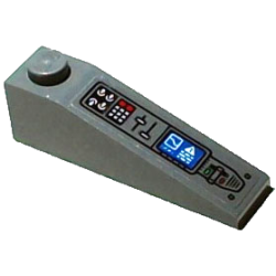 Slope 18 4 x 1 with Control Panel with Buttons, Lights, Switches, Lever and Blue Screen Pattern Model Left Side (Sticker) - Set 76265