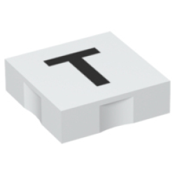 Duplo, Tile 2 x 2 with Black Capital Letter T Pattern