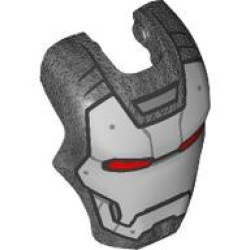 Minifigure, Visor Top Hinge Large with Light Bluish Gray Face Shield, Red Eyes, Black Trim on Cheeks Pattern